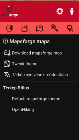 OruxMaps térképstílus választása